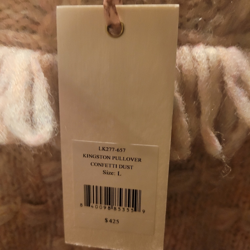 LOVE SHACK FANCY Kingston Pullover Size Large  Womens Confetti Pink New - Picture 4 of 8